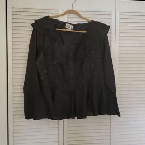 PAlima black Linen buttons down top